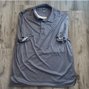 Pro Tour Blue & White Check Polo Shirt Men’s Short Sleeve Golf Casual Top